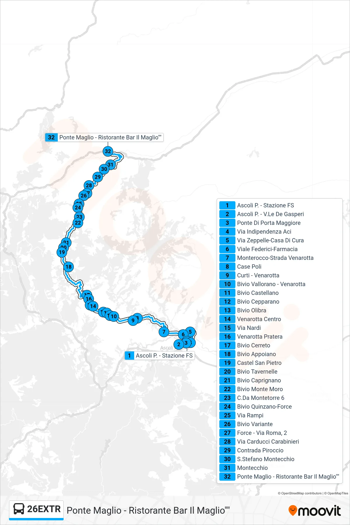 Linea 26EXTR  bus (Ponte Maglio - Ristorante Bar Il Maglio"") - Percorsi e fermate sulla mappa