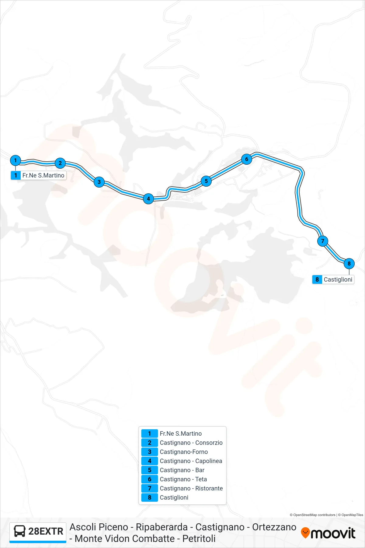 Linea 28EXTR bus (Castiglioni) - Percorsi e fermate sulla mappa