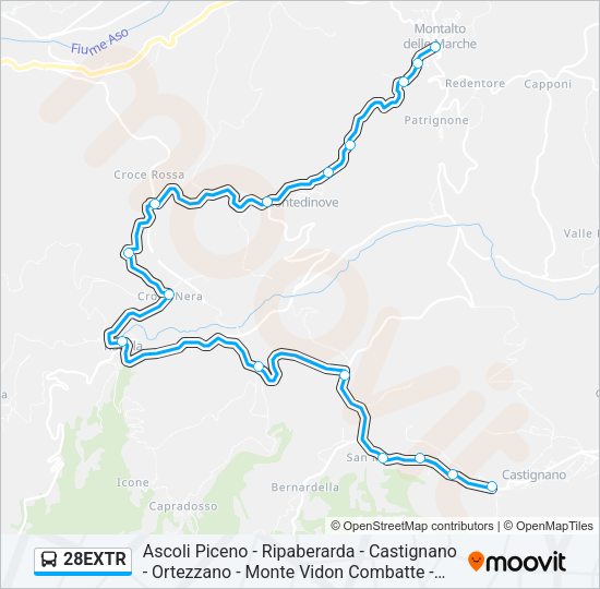 28EXTR Bus Line Map