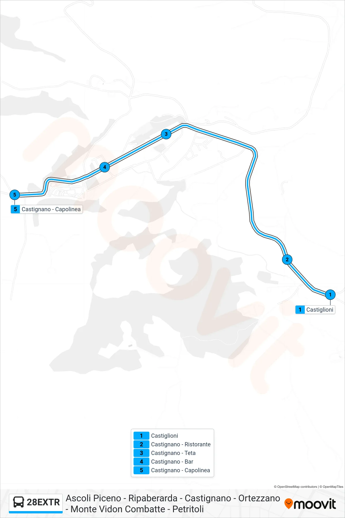 Linea 28EXTR  bus (Castignano - Capolinea) - Percorsi e fermate sulla mappa