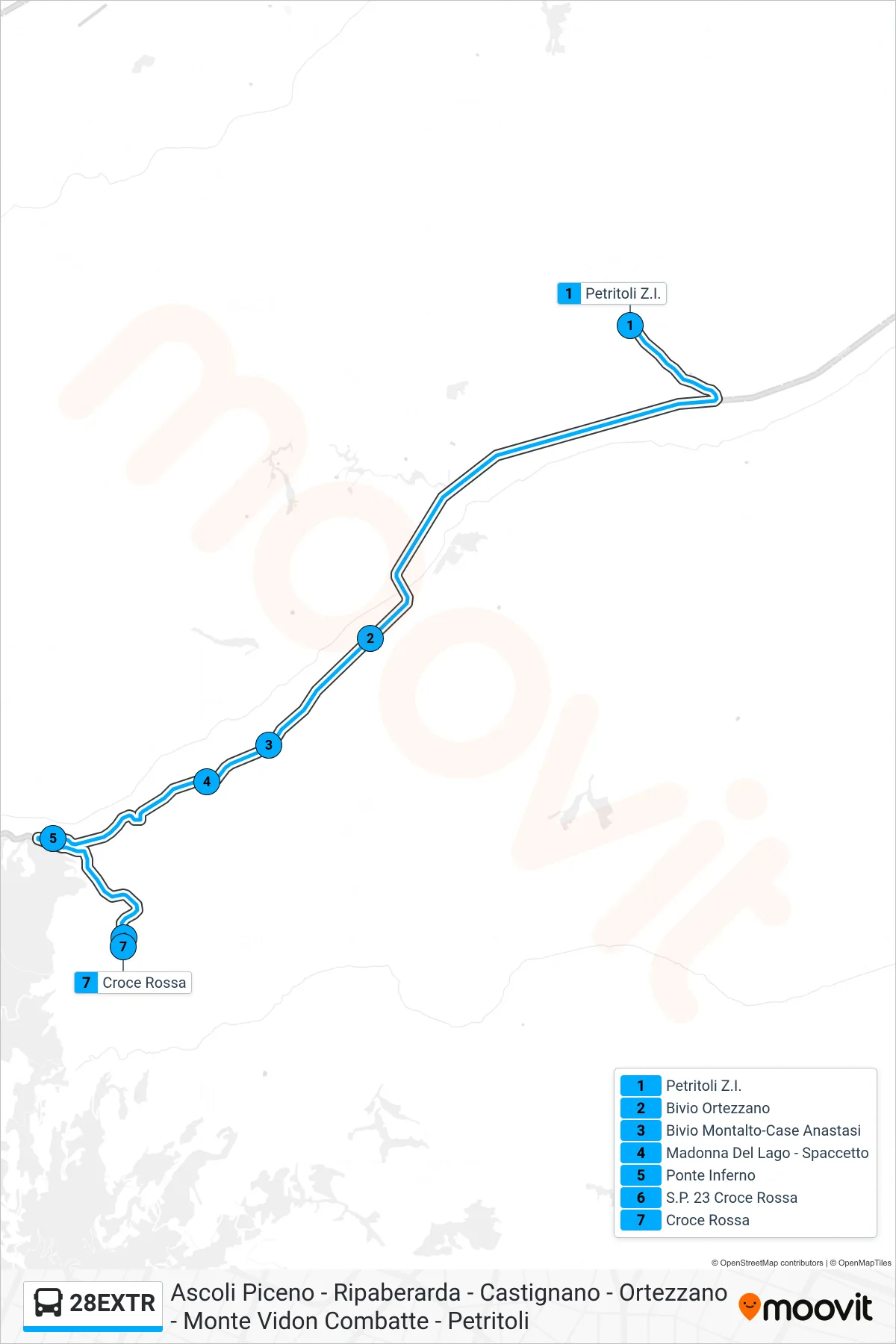 Linea 28EXTR  bus (Croce Rossa) - Percorsi e fermate sulla mappa