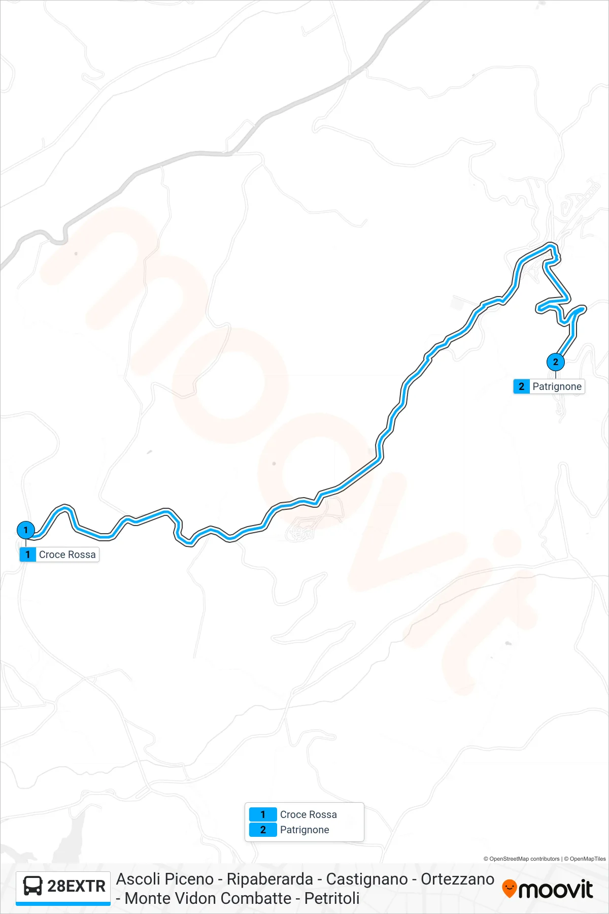 Linea 28EXTR  bus (Patrignone) - Percorsi e fermate sulla mappa