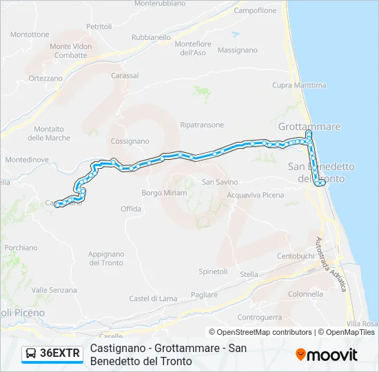 36EXTR Bus Line Map