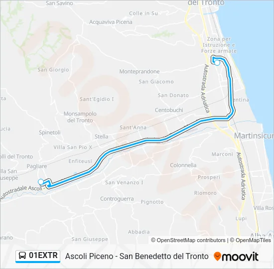 01EXTR Bus Line Map