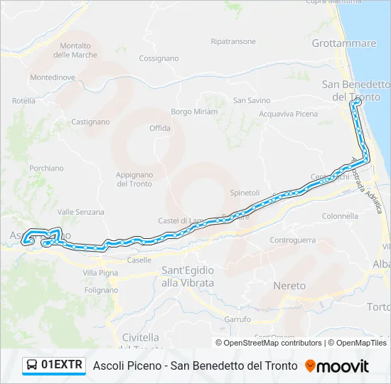 Percorso linea bus 01EXTR