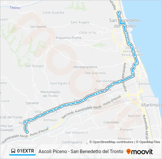 01EXTR Bus Line Map