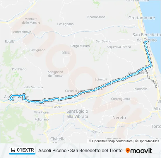 Percorso linea bus 01EXTR