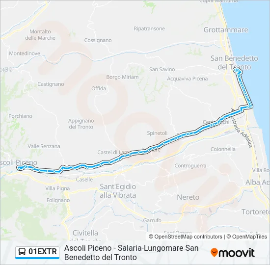 Percorso linea bus 01EXTR