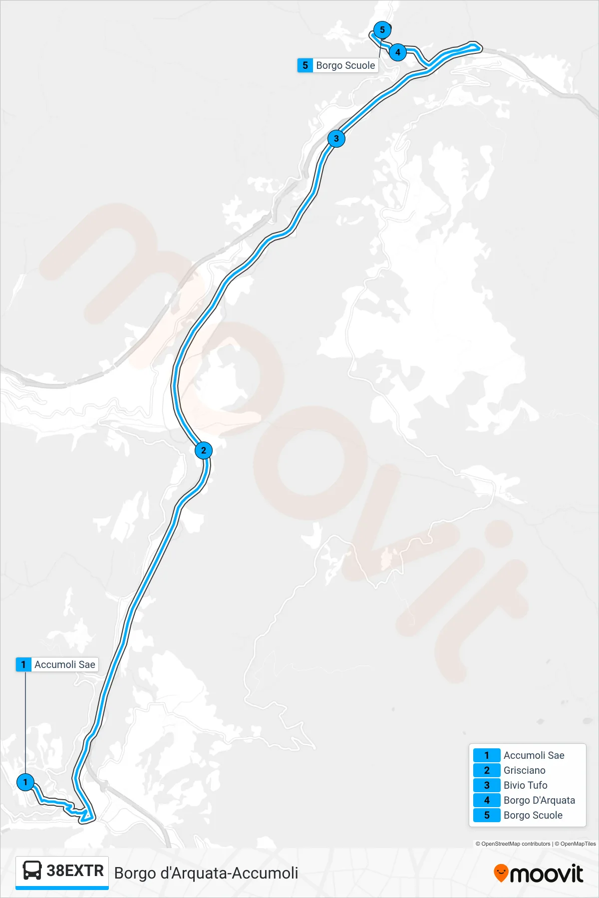 Linea 38EXTR bus (Borgo Scuole) - Percorsi e fermate sulla mappa