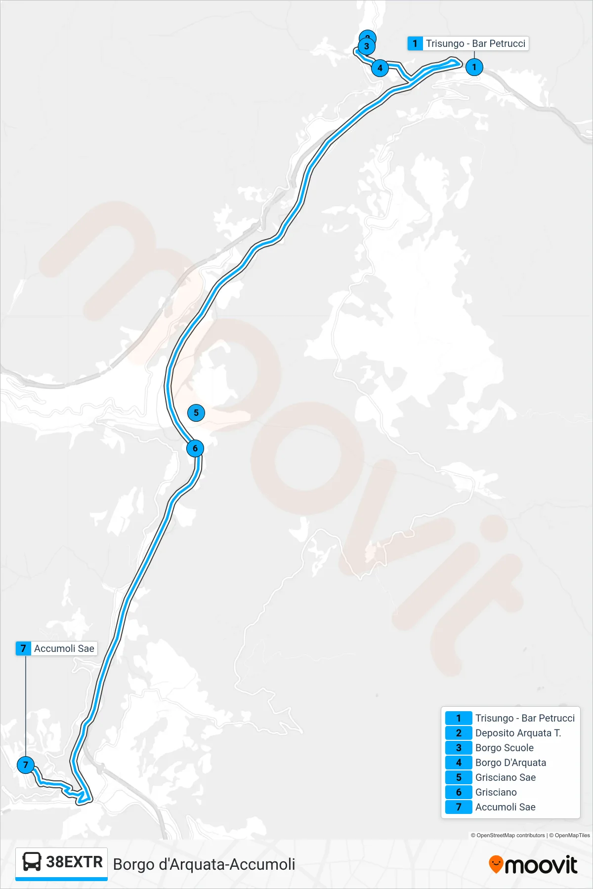 Linea 38EXTR  bus (Accumoli Sae) - Percorsi e fermate sulla mappa