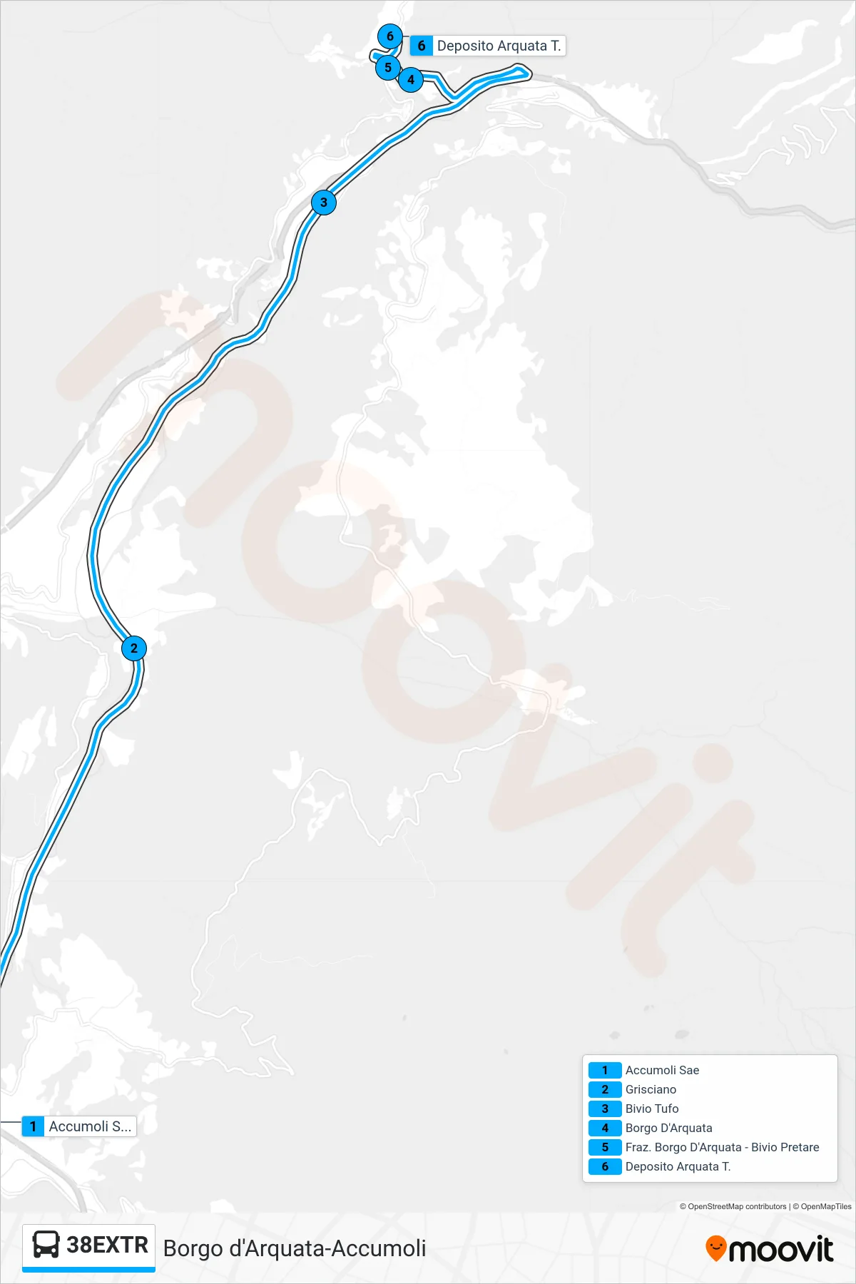 Linea 38EXTR bus (Deposito Arquata T.) - Percorsi e fermate sulla mappa