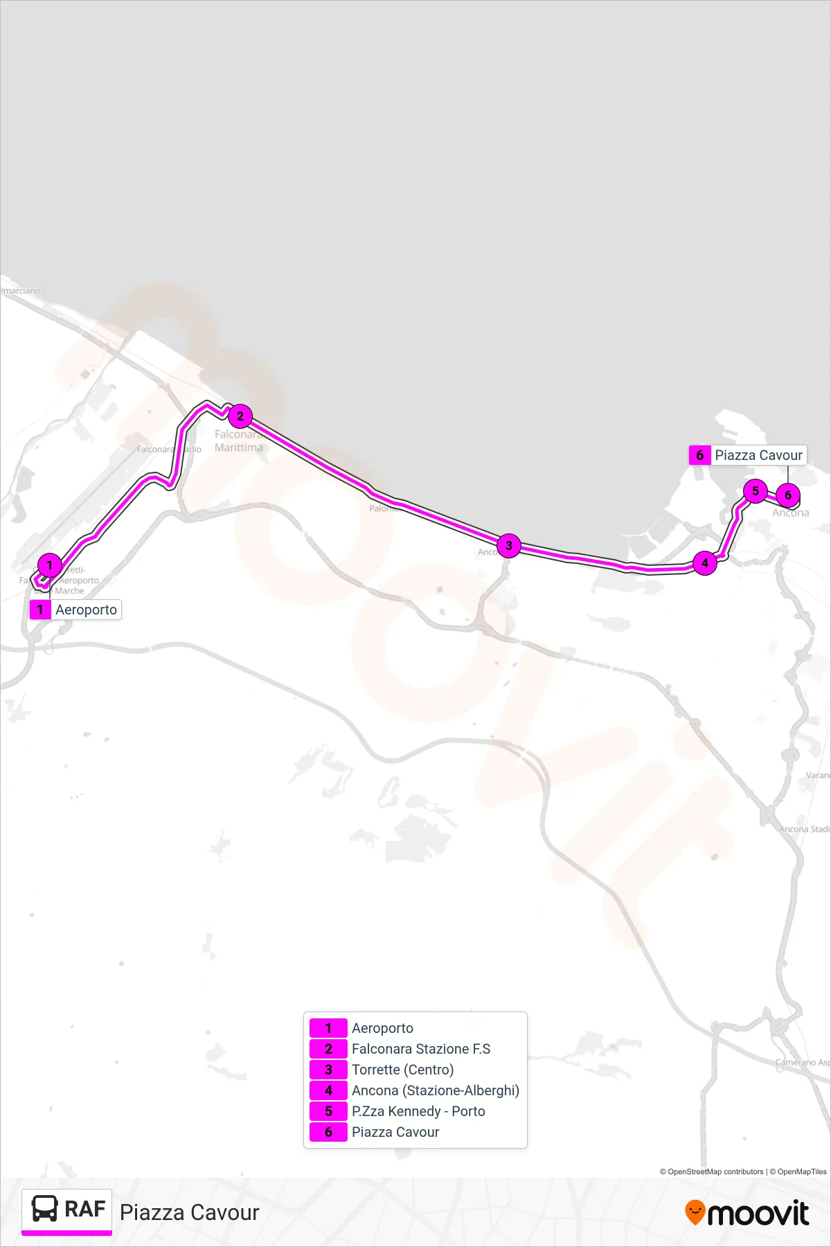 Linea RAF bus (Piazza Cavour) - Percorsi e fermate sulla mappa