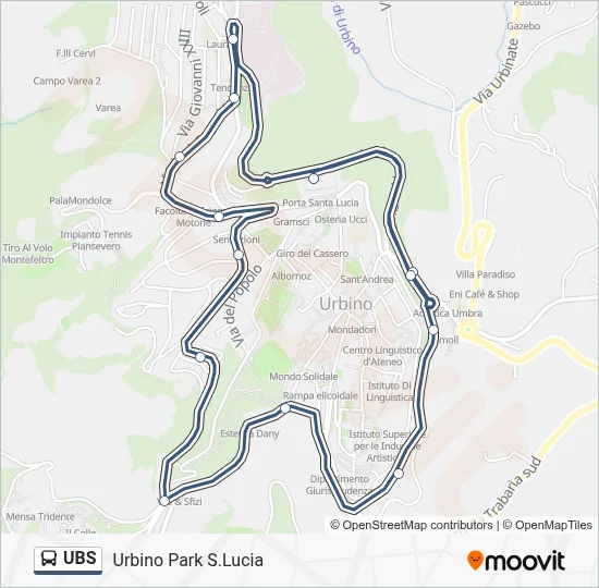 Percorso linea bus UBS