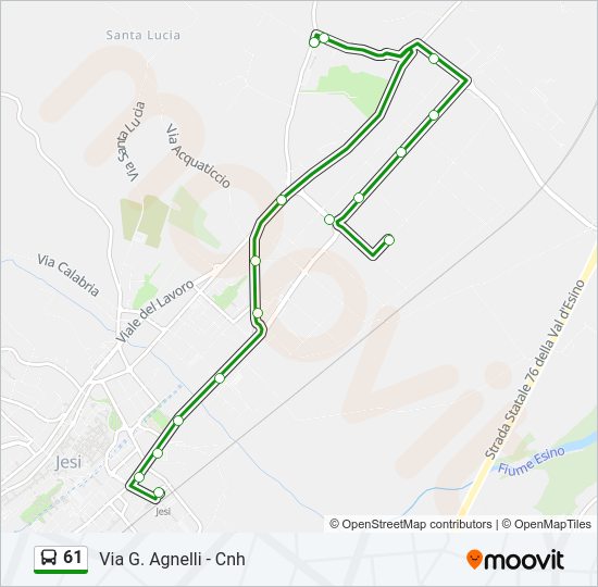 Percorso linea bus 61
