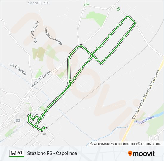 Percorso linea bus 61