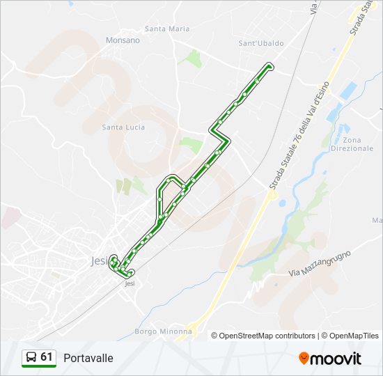 Percorso linea bus 61