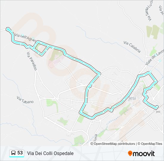 Percorso linea bus 53