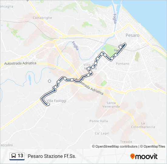 Percorso linea bus 13