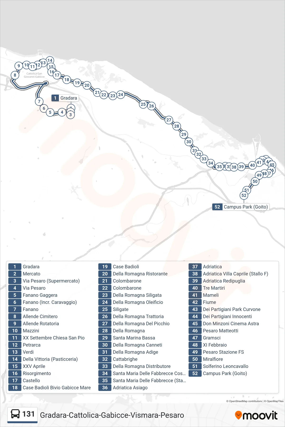 Linea 131  bus (Campus Park (Goito)) - Percorsi e fermate sulla mappa