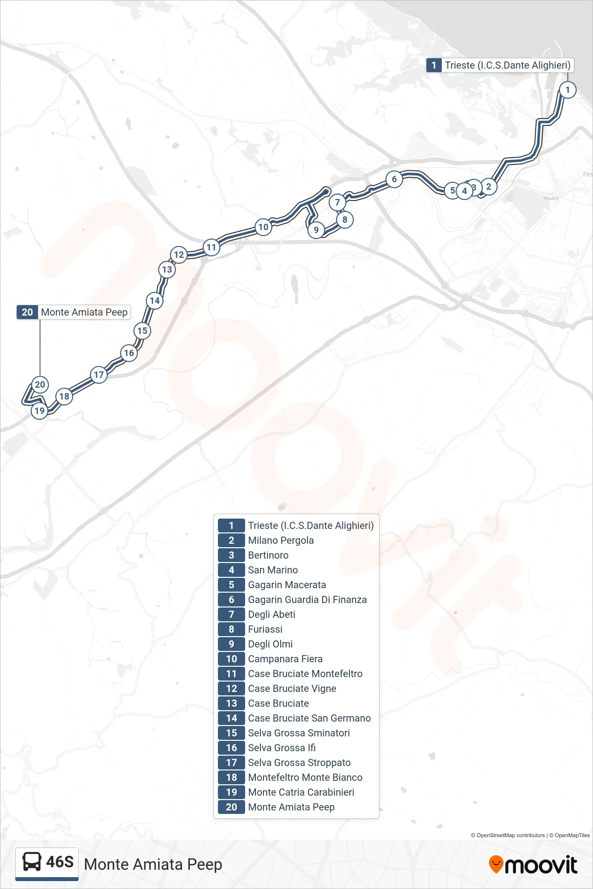Linea 46S  bus (Monte Amiata Peep) - Percorsi e fermate sulla mappa