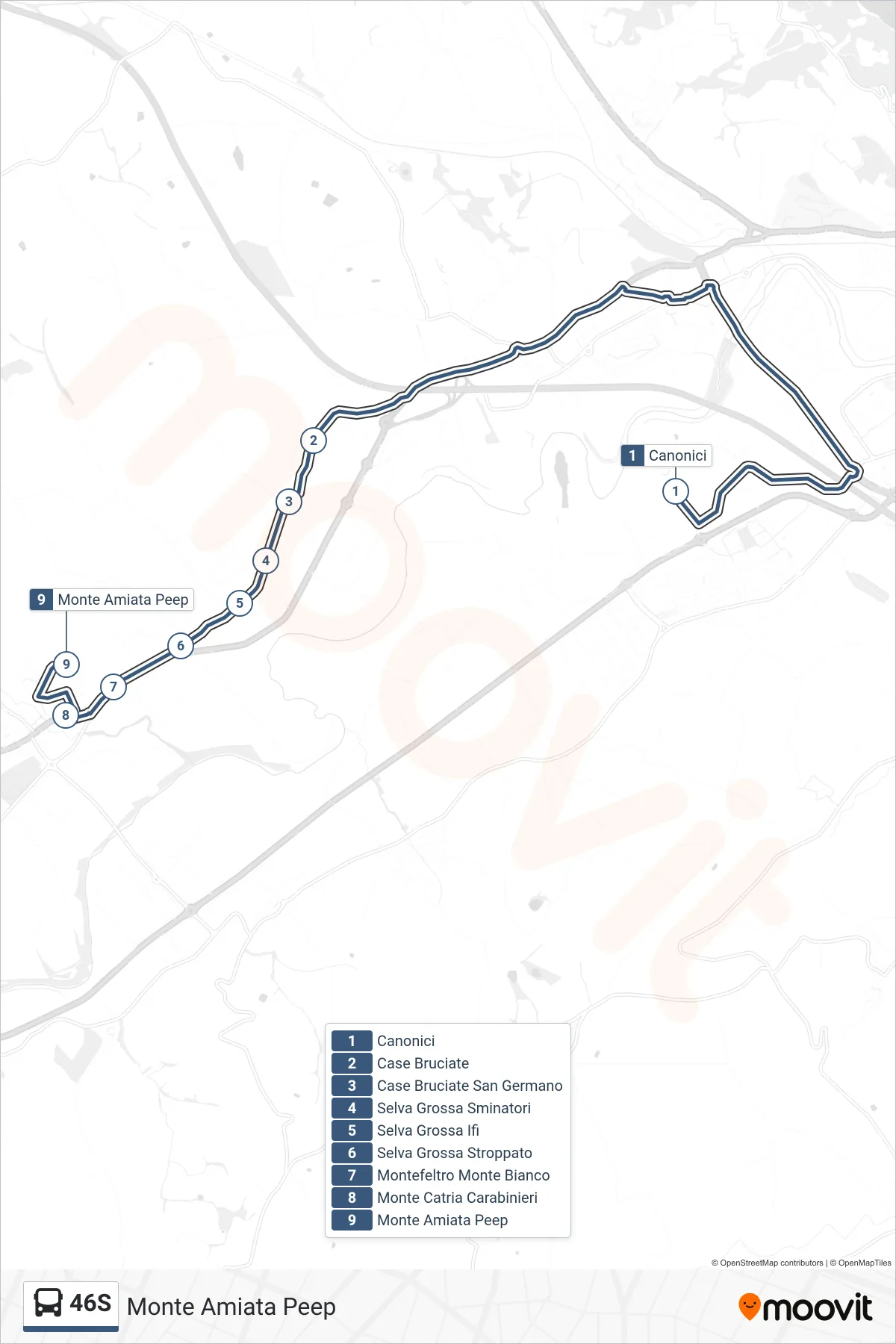 Linea 46S bus (Monte Amiata Peep) - Percorsi e fermate sulla mappa