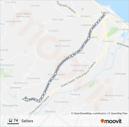Percorso linea bus 74