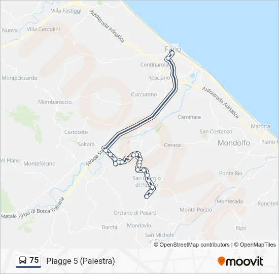 Percorso linea bus 75
