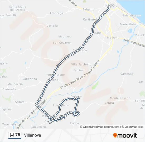 Percorso linea bus 75