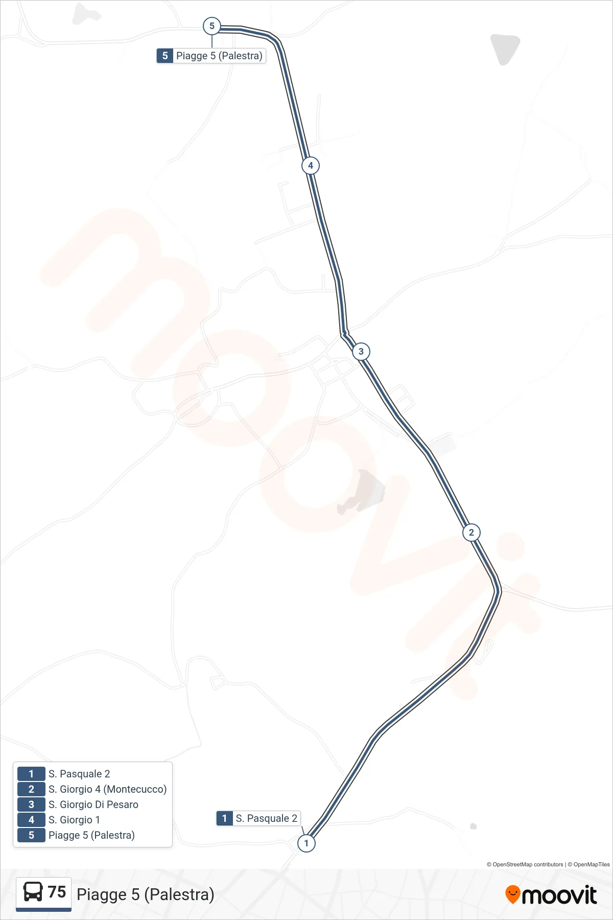 Linea 75 bus (Piagge 5 (Palestra)) - Percorsi e fermate sulla mappa