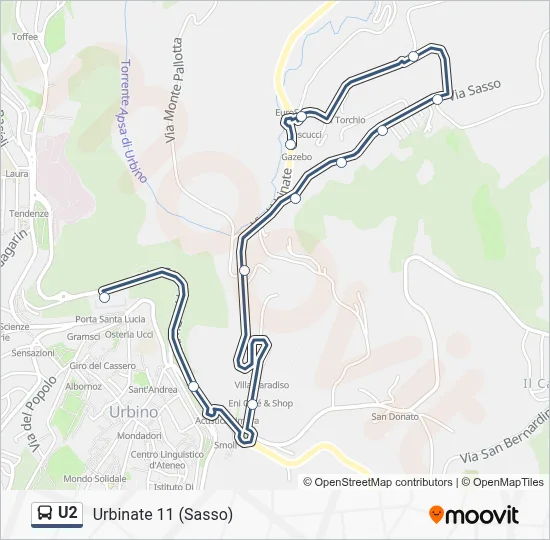 Percorso linea bus U2