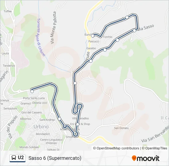 Percorso linea bus U2