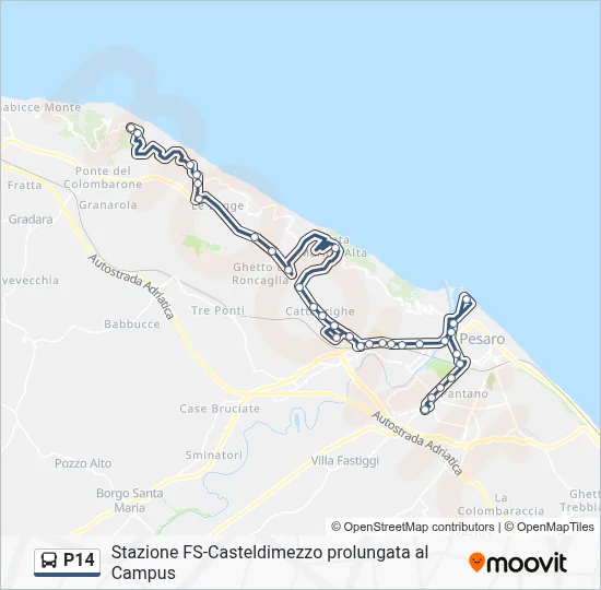 Percorso linea bus P14