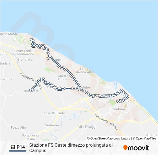 Percorso linea bus P14
