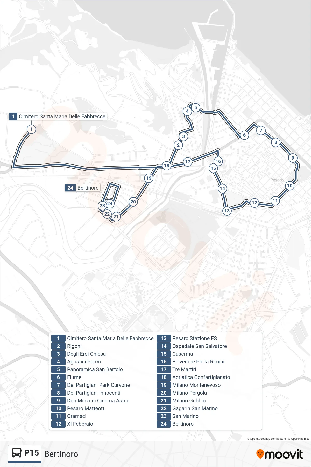Linea P15  bus (Bertinoro) - Percorsi e fermate sulla mappa