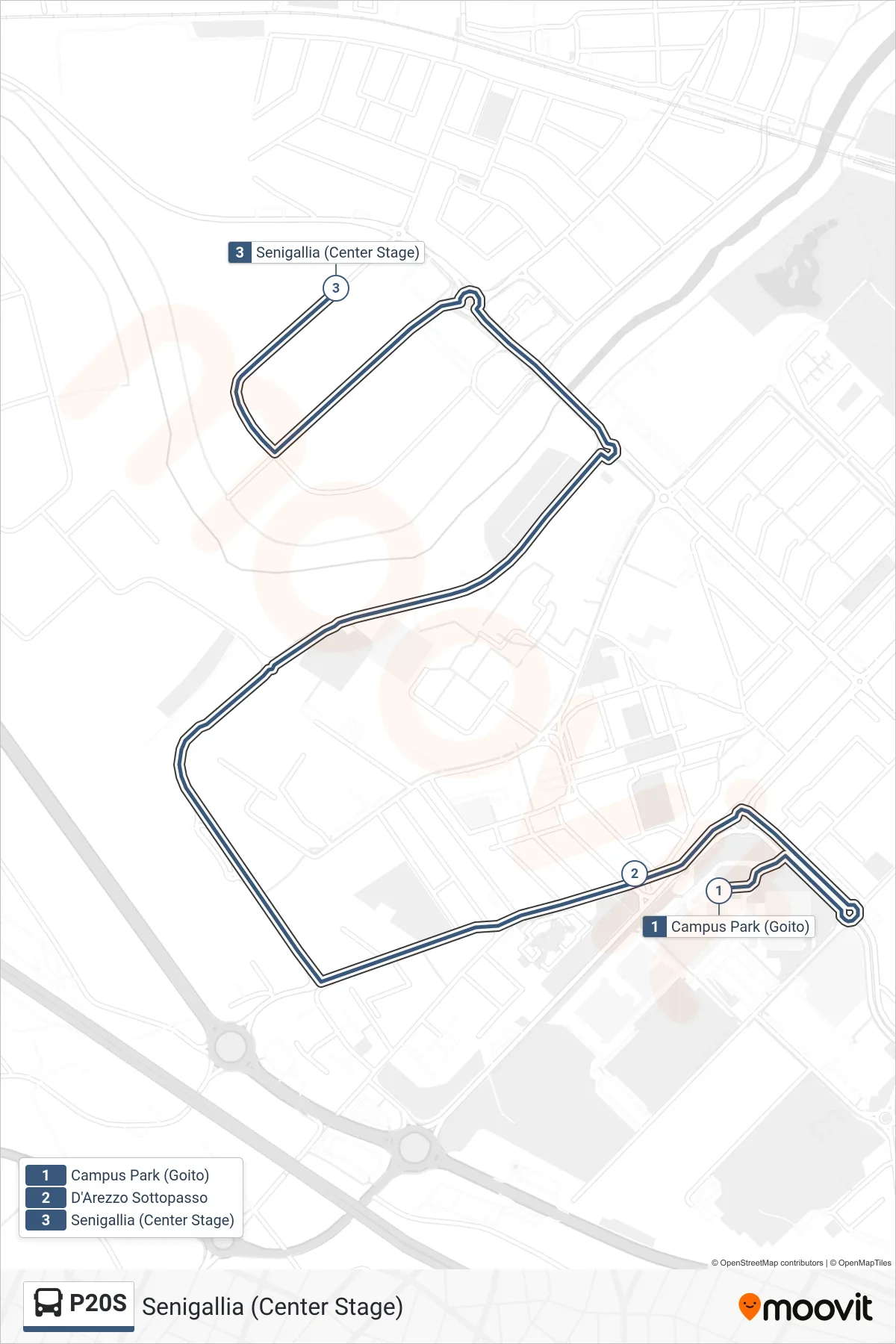 Linea P20S bus (Senigallia (Center Stage)) - Percorsi e fermate sulla mappa