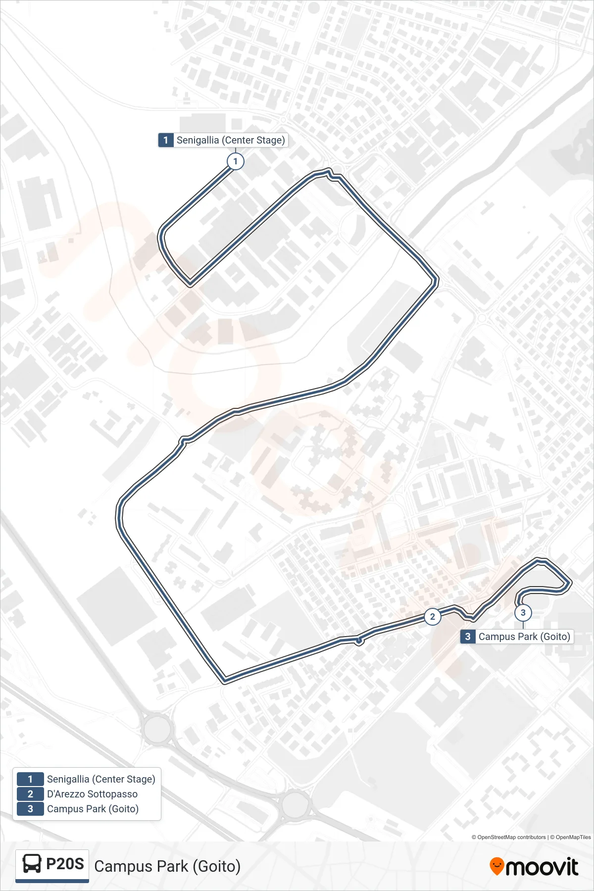 Linea P20S bus (Campus Park (Goito)) - Percorsi e fermate sulla mappa
