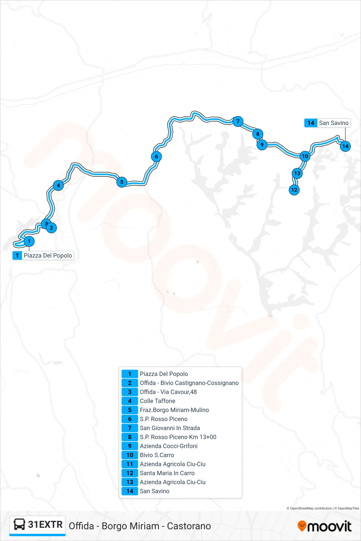 Linea 31EXTR  bus (San Savino) - Percorsi e fermate sulla mappa