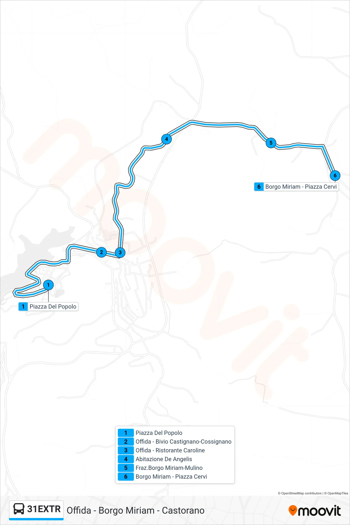 Linea 31EXTR bus (Borgo Miriam - Piazza Cervi) - Percorsi e fermate sulla mappa