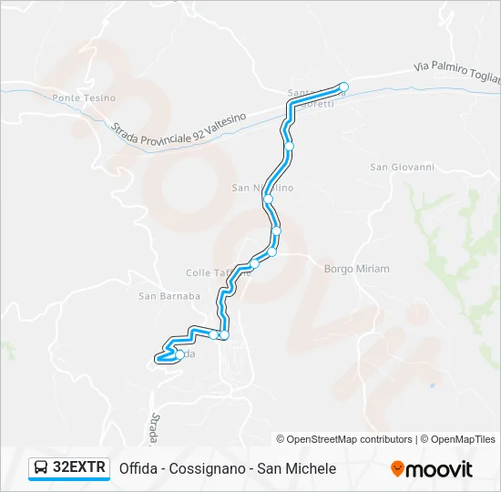 32EXTR Bus Line Map