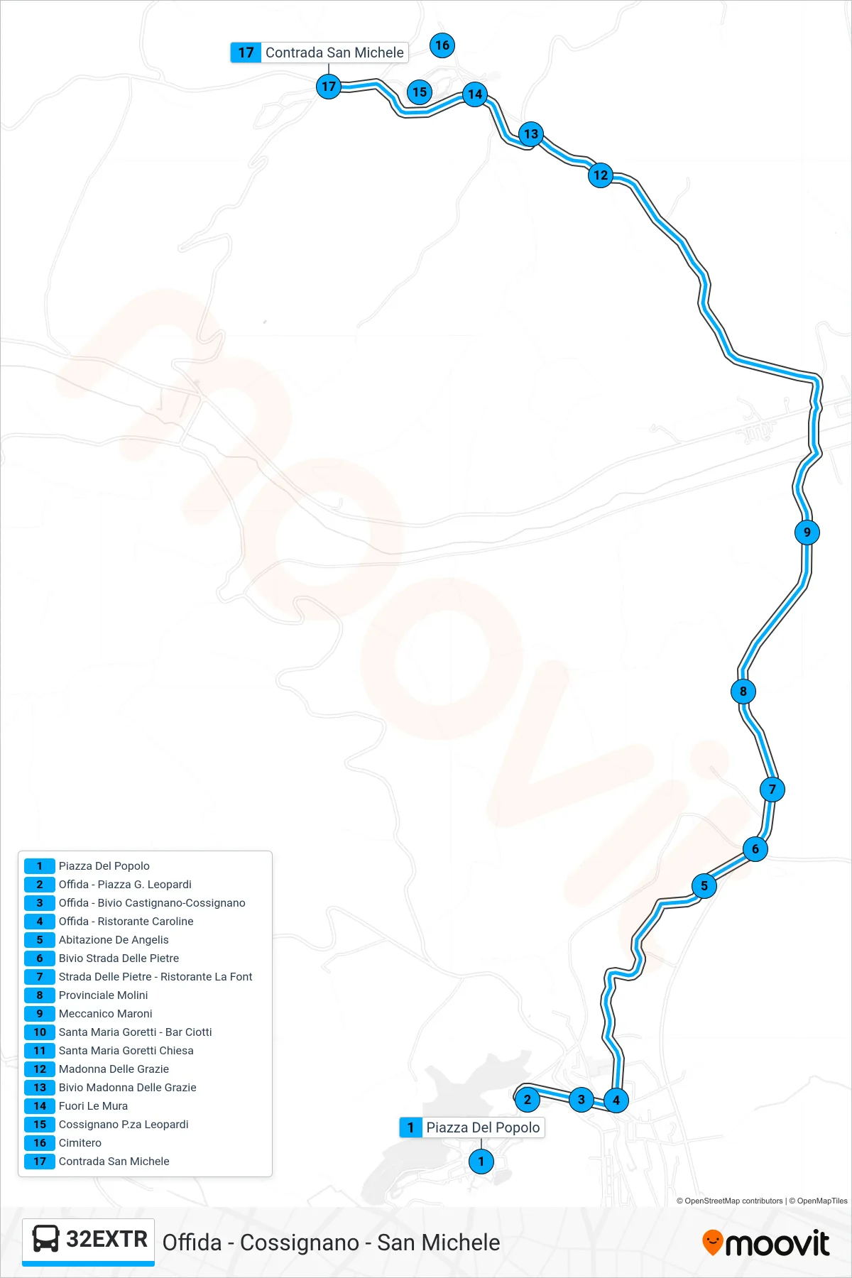 Linea 32EXTR  bus (Contrada San Michele) - Percorsi e fermate sulla mappa