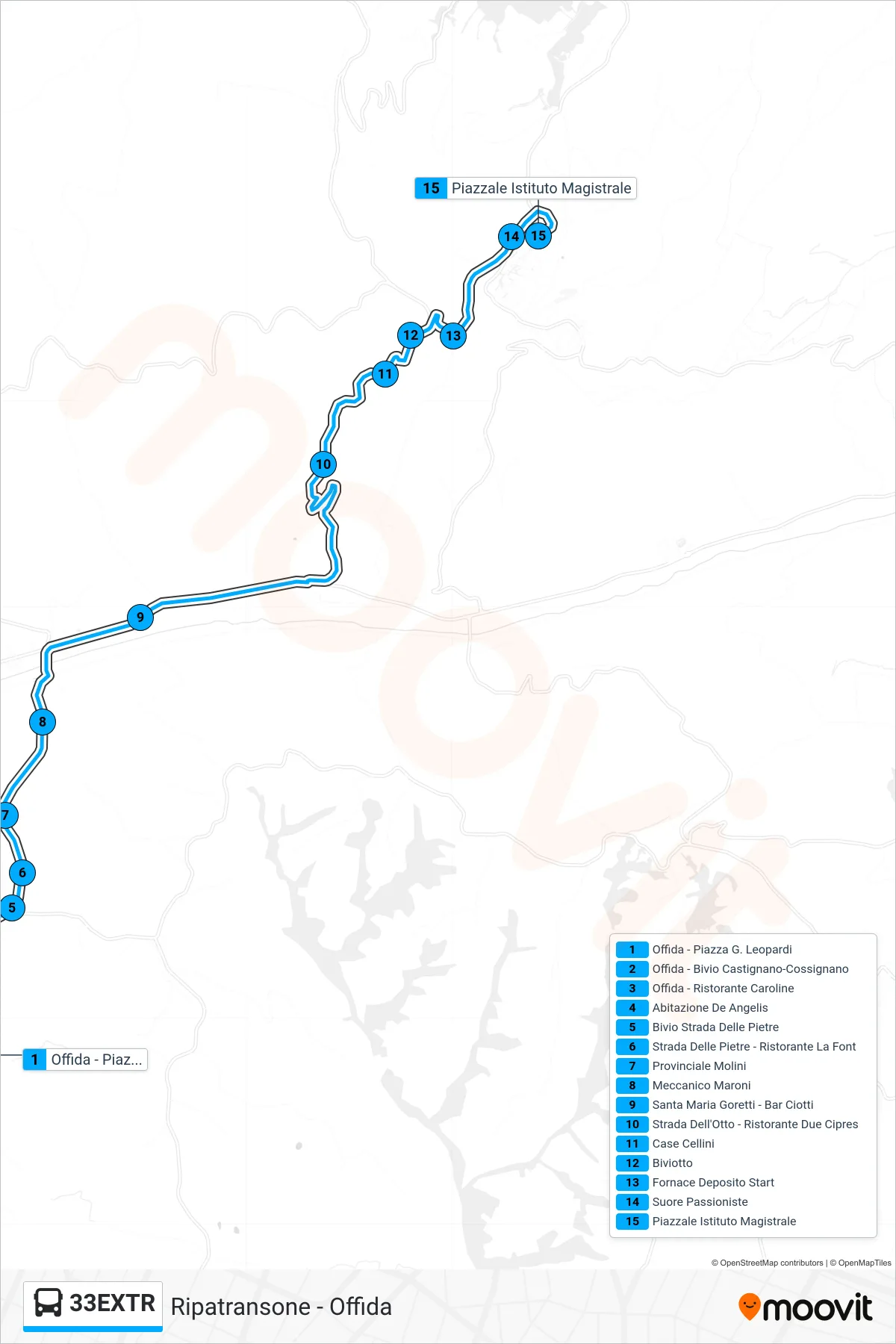 Linea 33EXTR bus (Piazzale Istituto Magistrale) - Percorsi e fermate sulla mappa