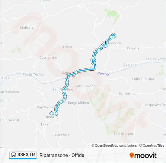 33EXTR Bus Line Map