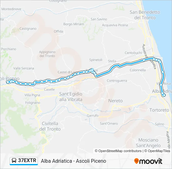 37EXTR Bus Line Map