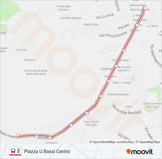 Percorso linea bus 2