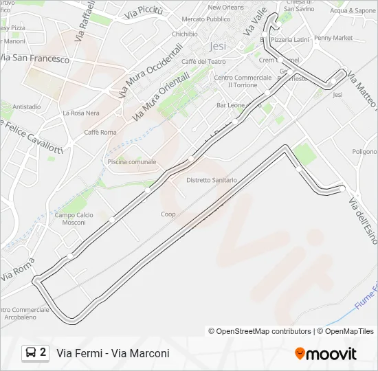 Percorso linea bus 2