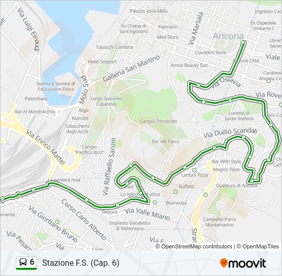 Percorso linea bus 6