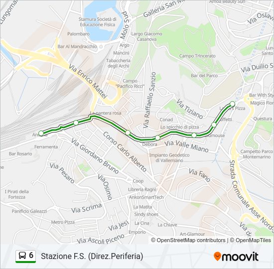 Percorso linea bus 6