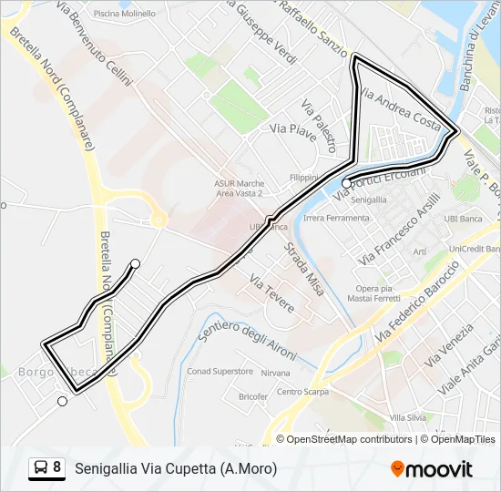 8 Bus Line Map