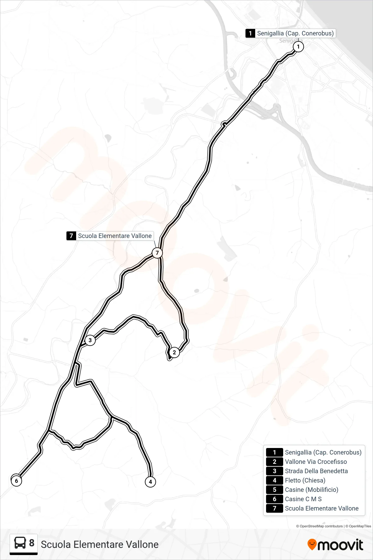 Linea 8  bus (Scuola Elementare Vallone) - Percorsi e fermate sulla mappa