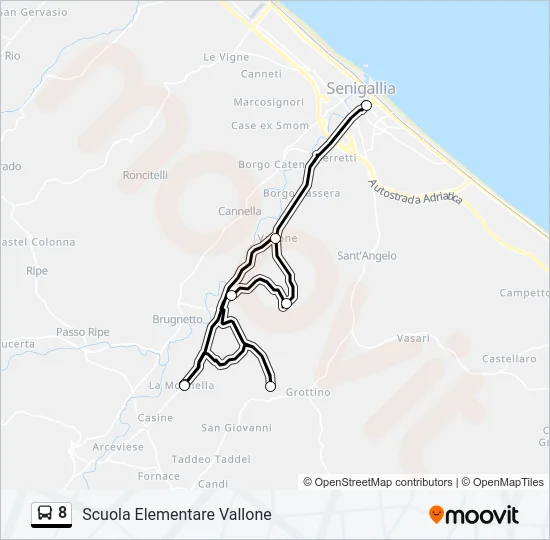 8 Bus Line Map